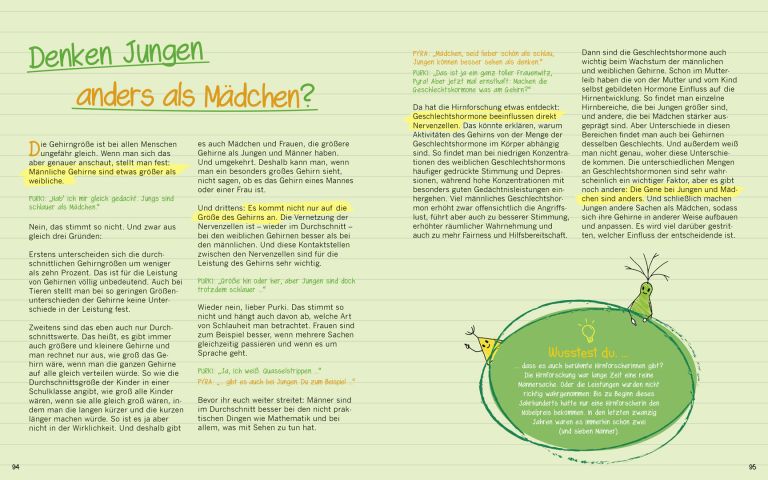 Seite 94 und 95 aus dem Buch "Warum graue Zellen (auch mal) rosa sind von Michael Madeja