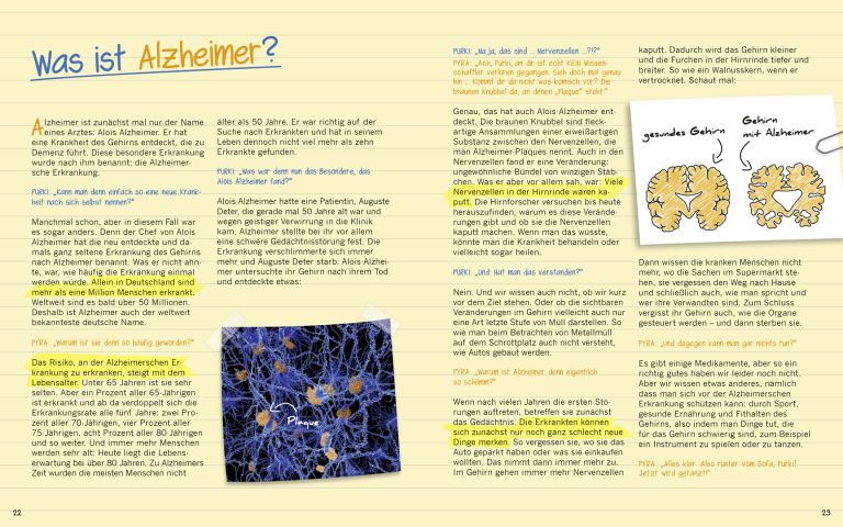 Seite 22 und 23 aus dem Buch "Warum graue Zellen (auch mal) rosa sind von Michael Madeja